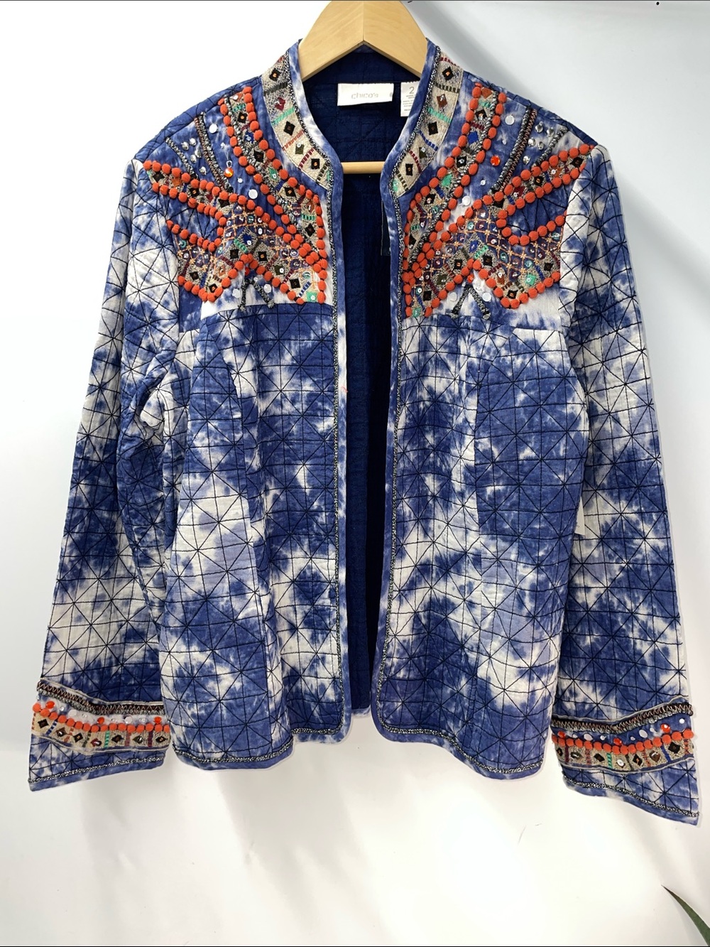 CHICO’S INDIGO TYE DYE QUILTED JACKET FTL-07-178